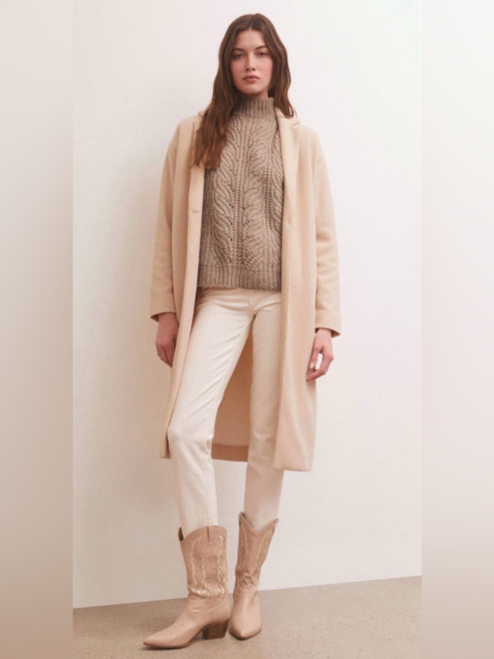 Z Supply Mason Coat Medium Oatmeal Heather Longline Textured Knit Jacket ZJ22458